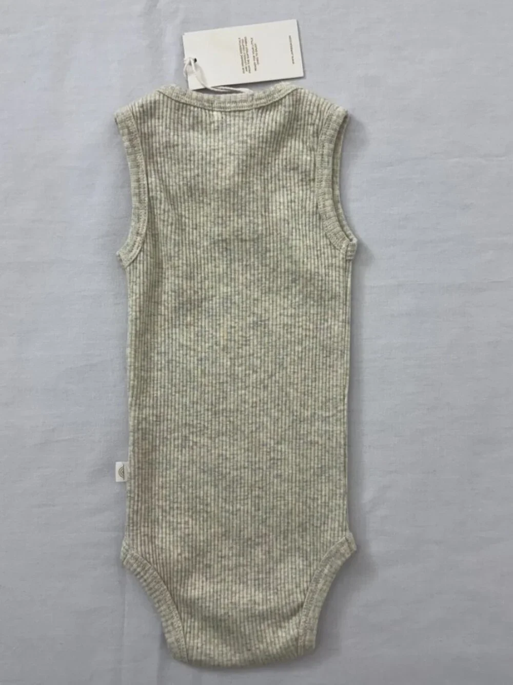 NWT Jamie Kay Organic Ribbed Sleeveless Baby Bodysuit Oatmeal Heather 3-6 Months
